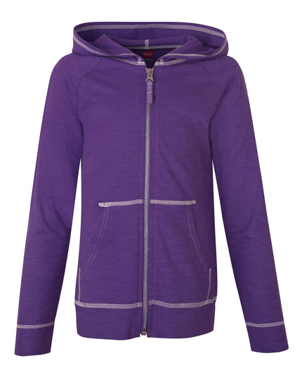 SIZE: XL - Hanes Girls Slub Jersey Full-Zip Hoodie