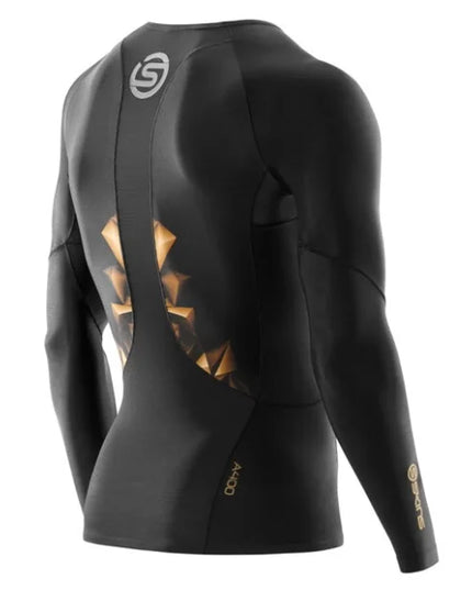 Skins A400 Mens Long Sleeve Top - Black/gold