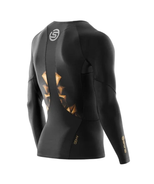 Skins A400 Mens Long Sleeve Top - Black/gold
