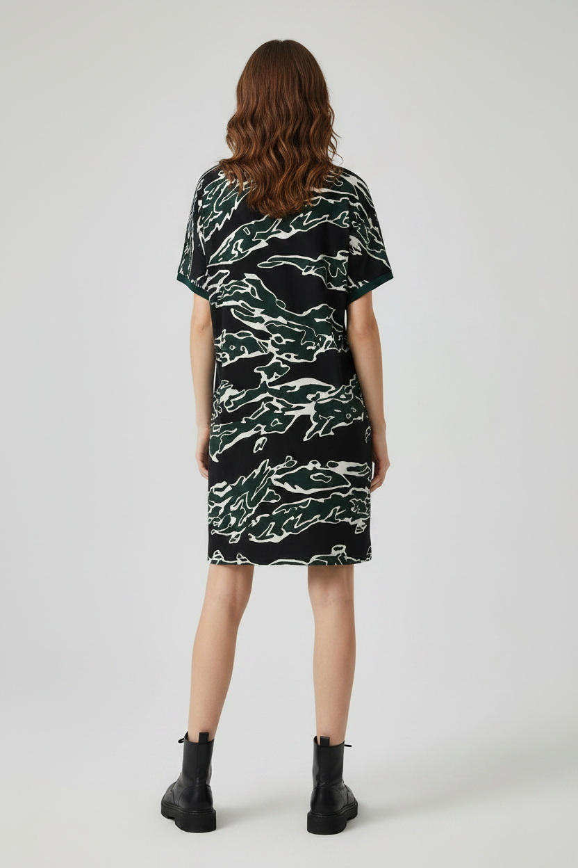 Back view - black and white camo dress