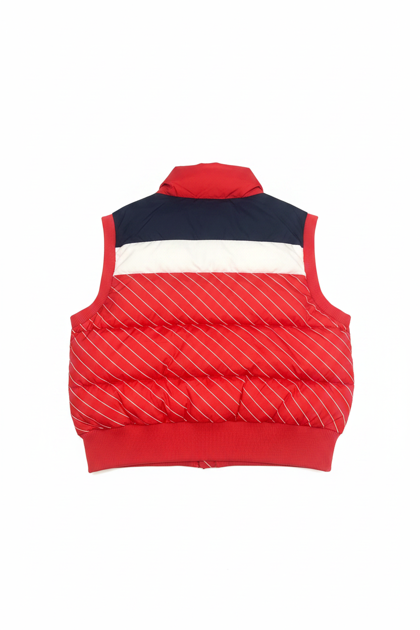 Back of Fila red quilted gilet