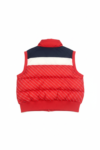 Back of Fila red quilted gilet