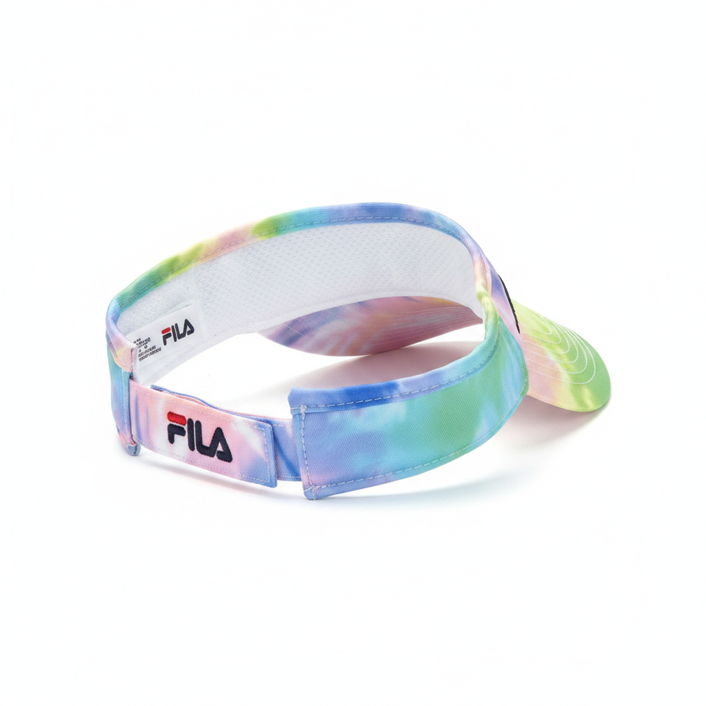 Back of Fila tie-dye visor with logo strap