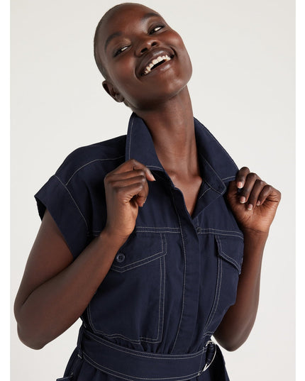 SIZE: XS - Free Assembly Women's Belted Utility Midi Dress