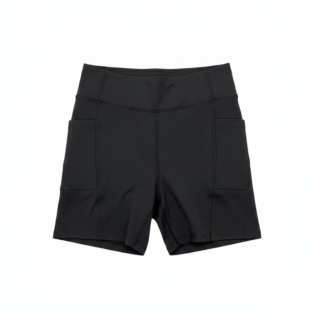 Black Cargo Bike Shorts - Front