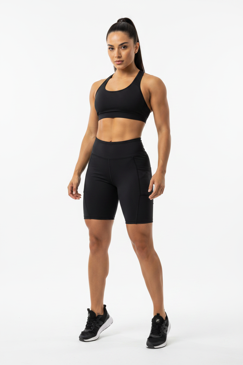 Black Cargo Bike Shorts - Model