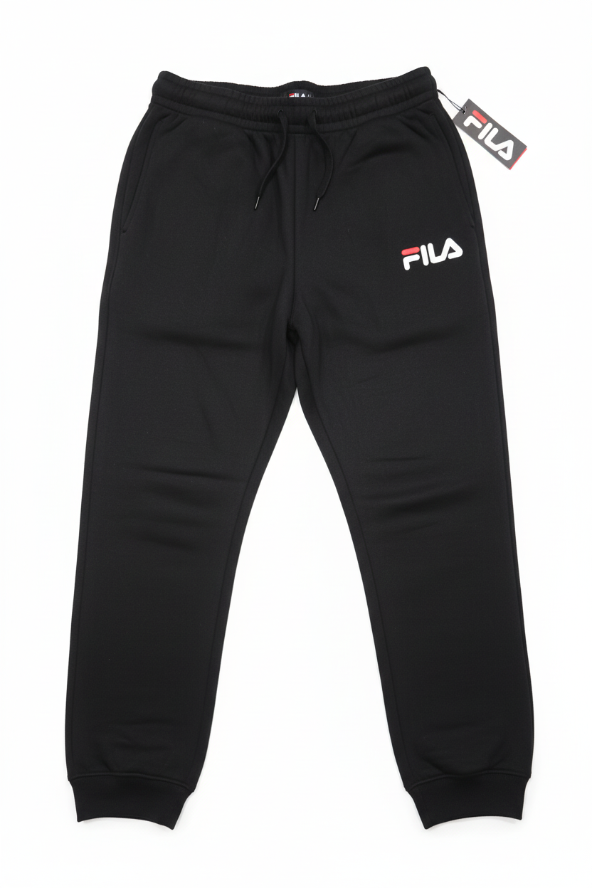 Fila Classic black heavy joggers with embroidered logo and tag