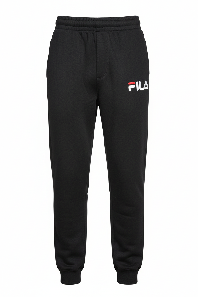 Fila black joggers with chest logo, front