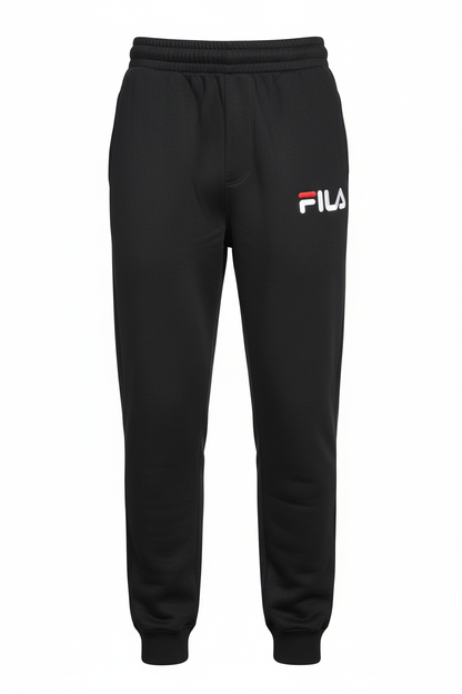 Fila black joggers with chest logo, front