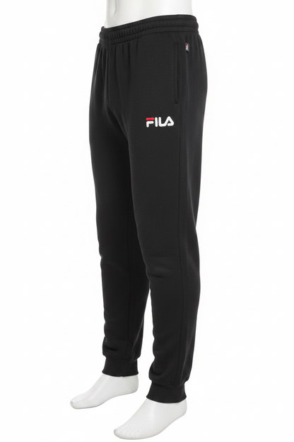 Fila black joggers on mannequin, side view