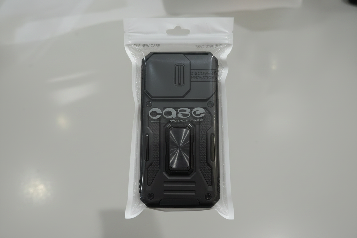 Black Phone Case Packaging - White Background