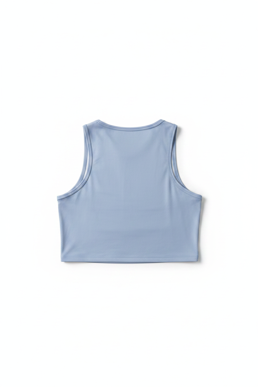 Blue Floral Crop Top - Back