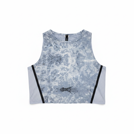 Blue Floral Crop Top - Front