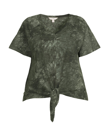 SIZE: 14T - Terra & Sky Women's Plus Size Raglan Sleeve Tie Front Tee, 2-Pack