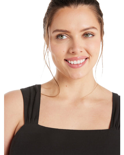 SIZE: 1X - Terra & Sky Women’s Plus Size Linen Blend Square Neck Maxi Dress