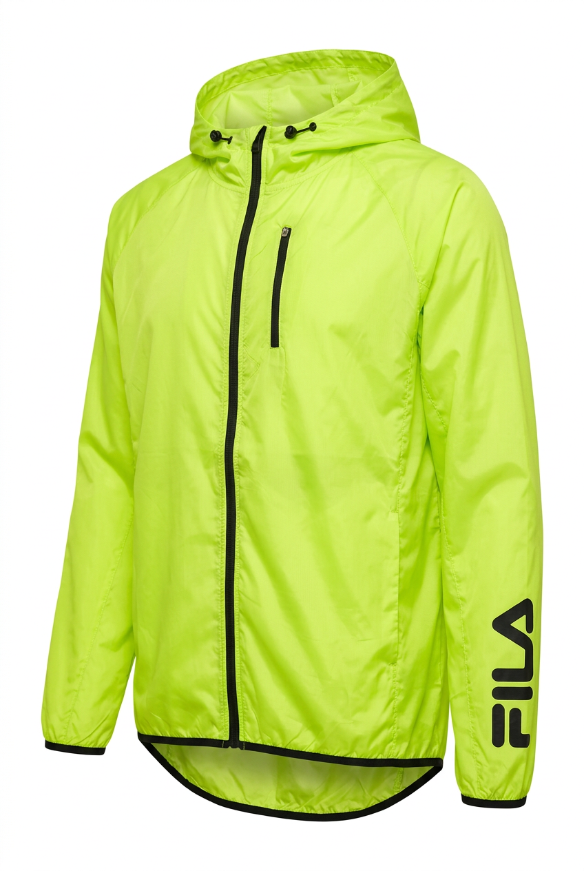 Fila Trail Run neon lime hooded windbreaker, front