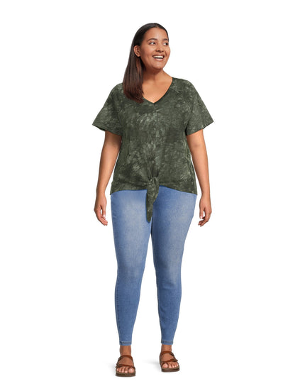 SIZE: 14T - Terra & Sky Women's Plus Size Raglan Sleeve Tie Front Tee, 2-Pack