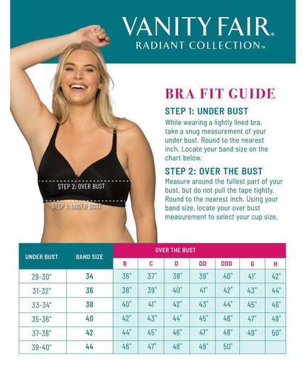 SIZE: 38B - Vanity Fair Radiant Collection Women's Full Coverage Comfort Wireless Bra, Style 3472389