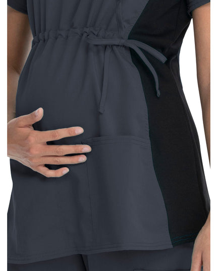 SIZE: L - Scrubstar Women's Rayon Ponte Side Panel Flexible Stretch Maternity Mock-Wrap Scrub Top WD800