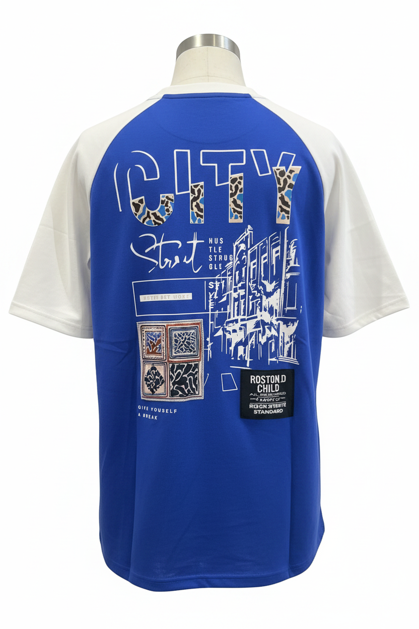 City T-Shirt Back View White Background