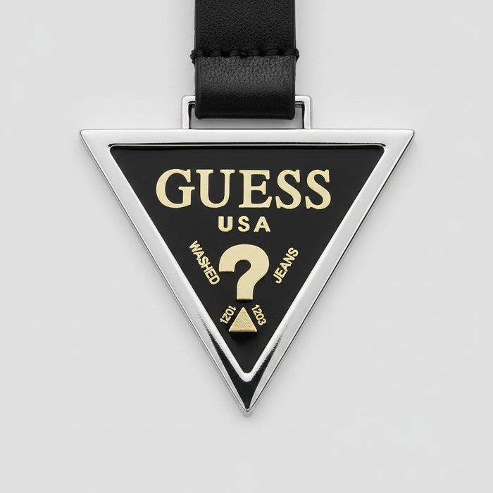 Clearance of Guess Accessory – USA Triangle Logo Keychain with Leather