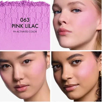 Dior Pink Lilac blush shade card with models