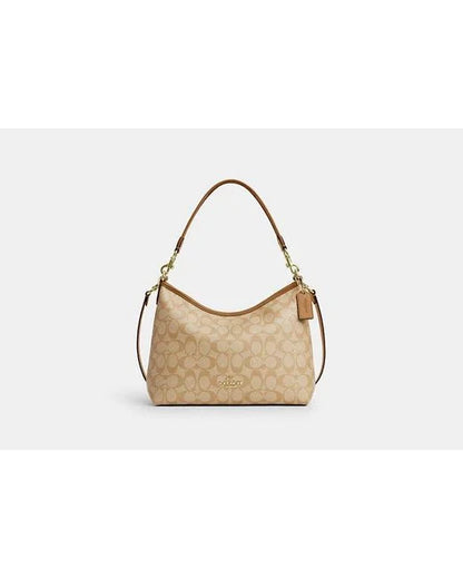 Coach Laurel Shoulder Women Bag In Signature Canvas Im/Lt Khaki/Lt Saddle