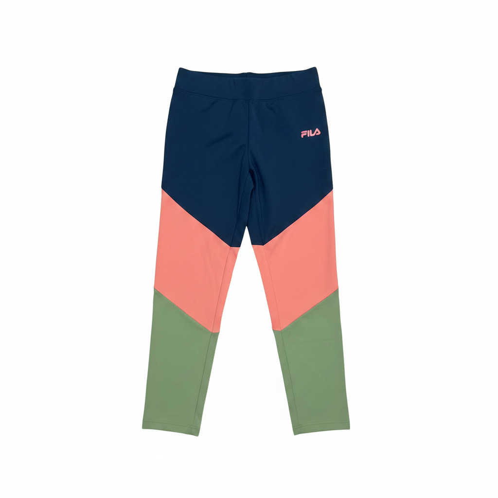Color-block leggings flat lay