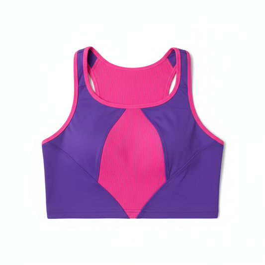 Color-Block Sports Bra - Flat Lay