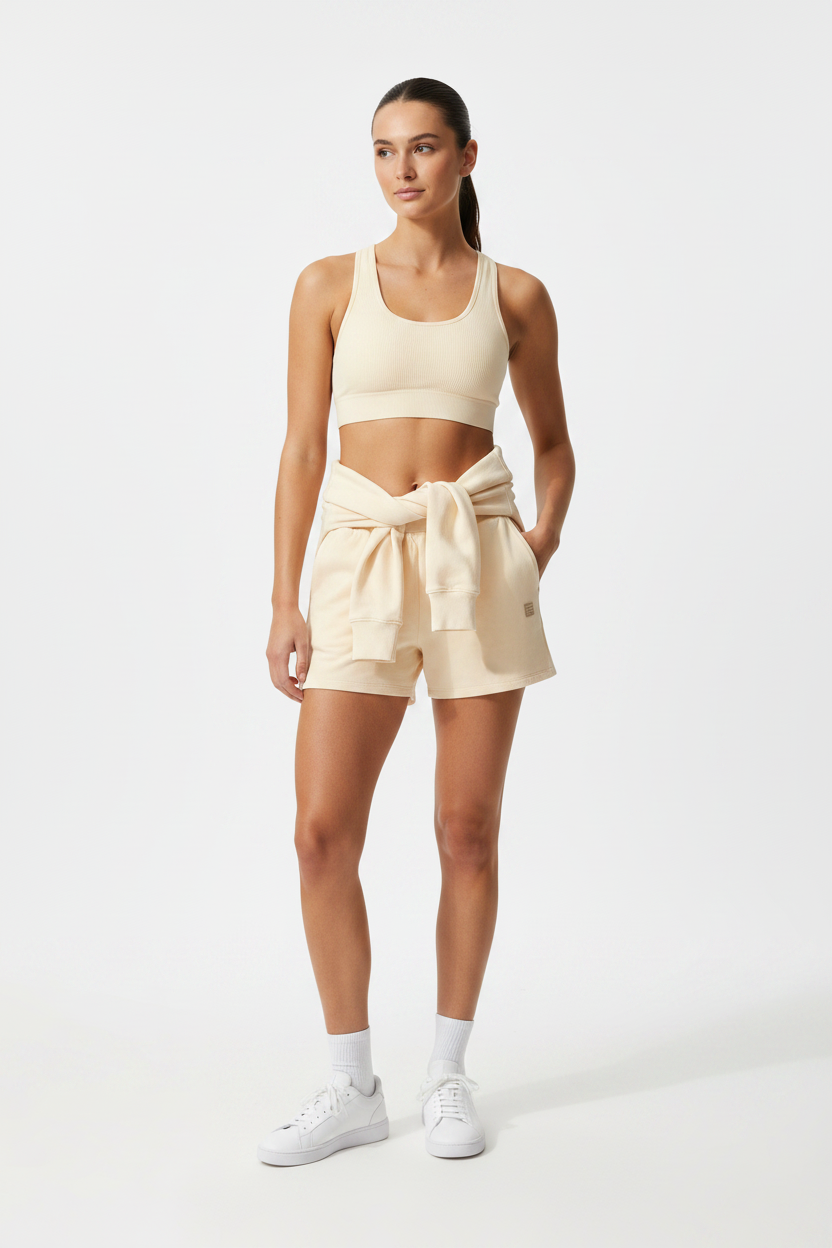 Cream Shorts - Model Shot