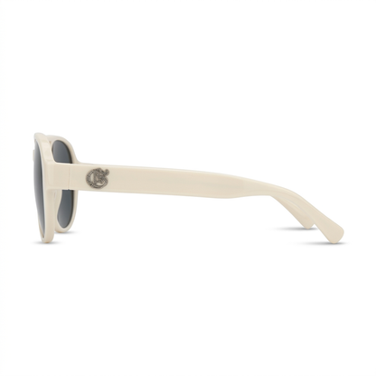 Cream sunglasses side-view product photo