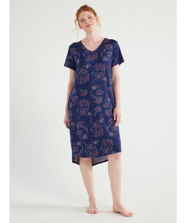 SIZE: S - Joyspun Women's Short Sleeve Knit Midi Chemise