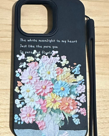 iPhone 14 Pro Max 6.7" Protective Case Cover floral design with hand wristband