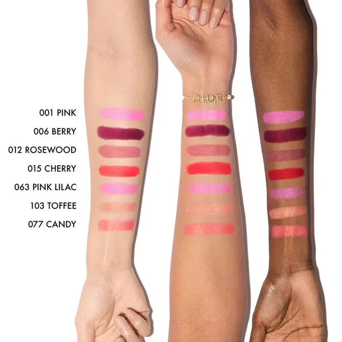 Dior Rosy Glow blush swatches on arms