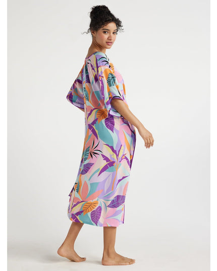 SIZE: 2XL - Joyspun Women's Woven Print Sleep Caftan