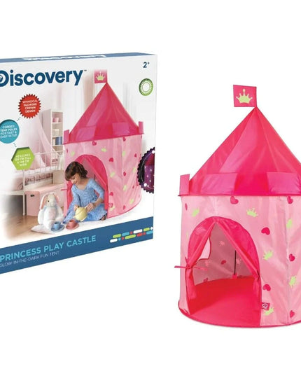 Discovery Kids Glow-in-The-Dark Princess Play Castle Tent, Fold Up with Carrying Case