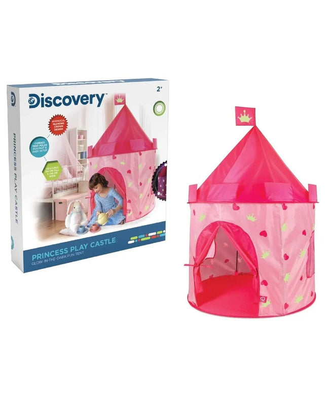 Discovery Kids Glow-in-The-Dark Princess Play Castle Tent, Fold Up with Carrying Case