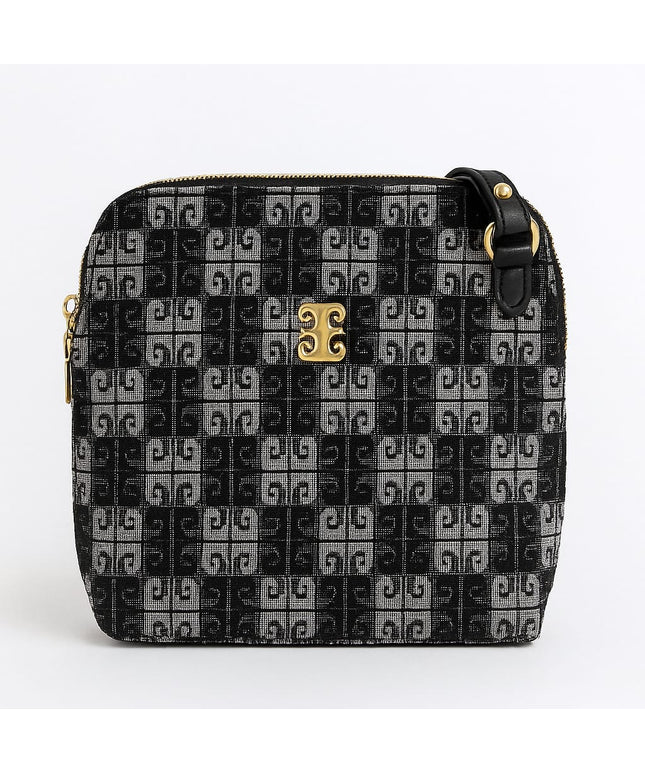Pierre Cardin Black & Grey Monogram Canvas Pouch