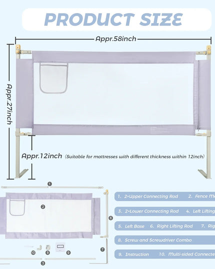 Bed Rails for Toddlers 150 cm (Gray- One Side)