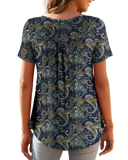 SIZE: XL - a.Jesdani Womens Plus Size Tunic Tops Short Sleeve Casual Floral Henley Shirts