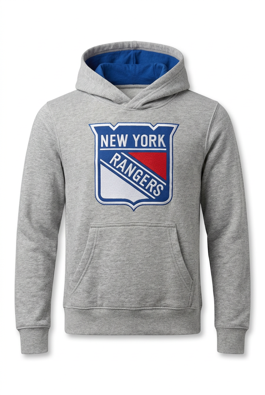 NHL New York Rangers Youth Official Licensed Supporte kids Hoodie - Heather Grey