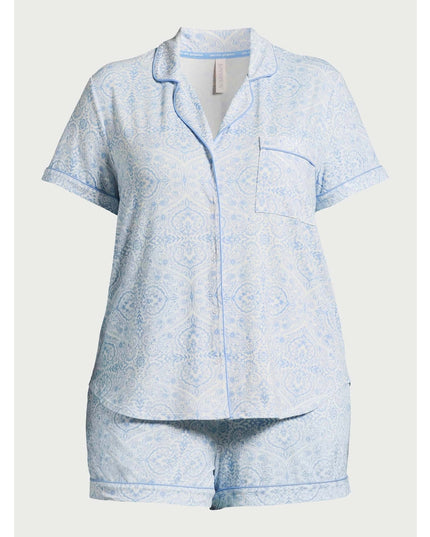 SIZE: M(8-10) - Joyspun Women's Knit Notch Collar Top and Shorts Pajama Set, 2-Piece,