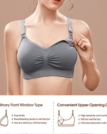 SIZE: XL - Womens Sleeping Nursing Bra Wirefree front buckle Breastfeeding Maternity Bralette Pack of 3