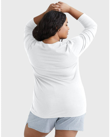 SIZE: 3XL - Hanes Women's and Women's Plus Cotton Crew Neck T-Shirt with Long Sleeves