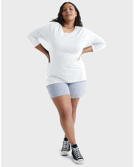 SIZE: 3XL - Hanes Women's and Women's Plus Cotton Crew Neck T-Shirt with Long Sleeves