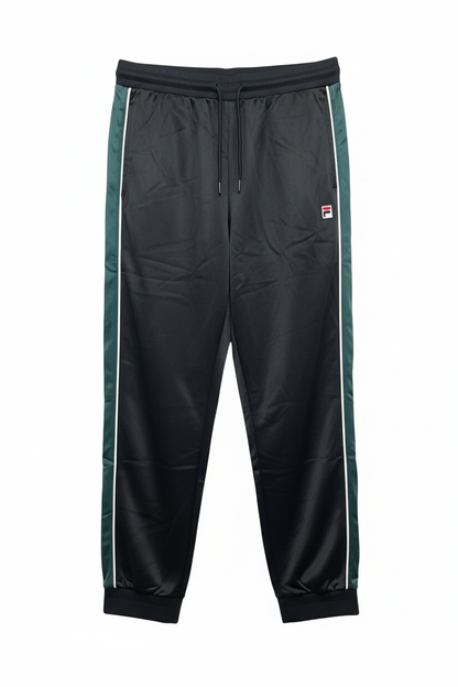 Fila Elijah black track pants with green side stripes
