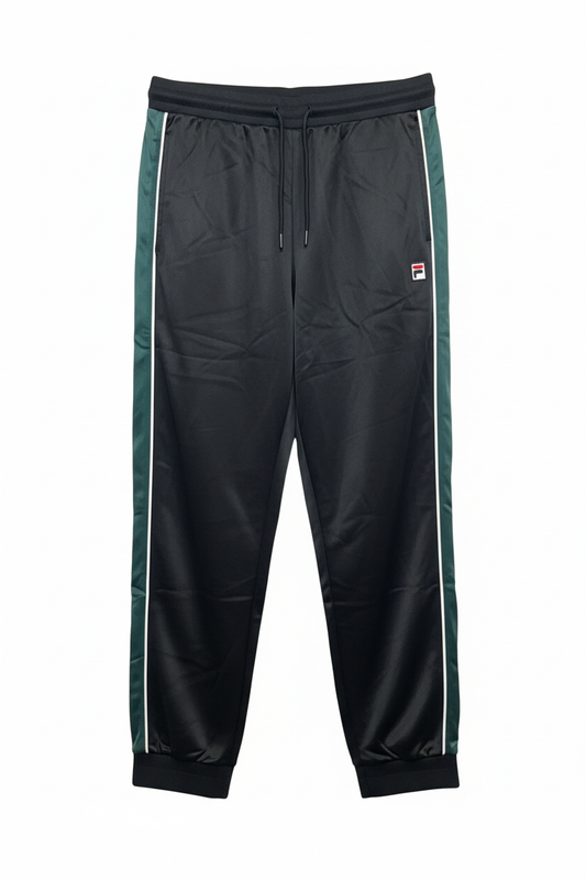 Fila Elijah black track pants with green side stripes