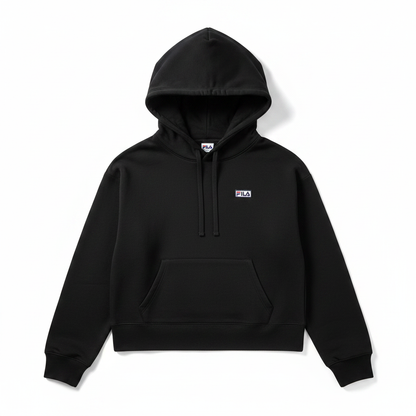 Fila black hoodie with small chest logo, front