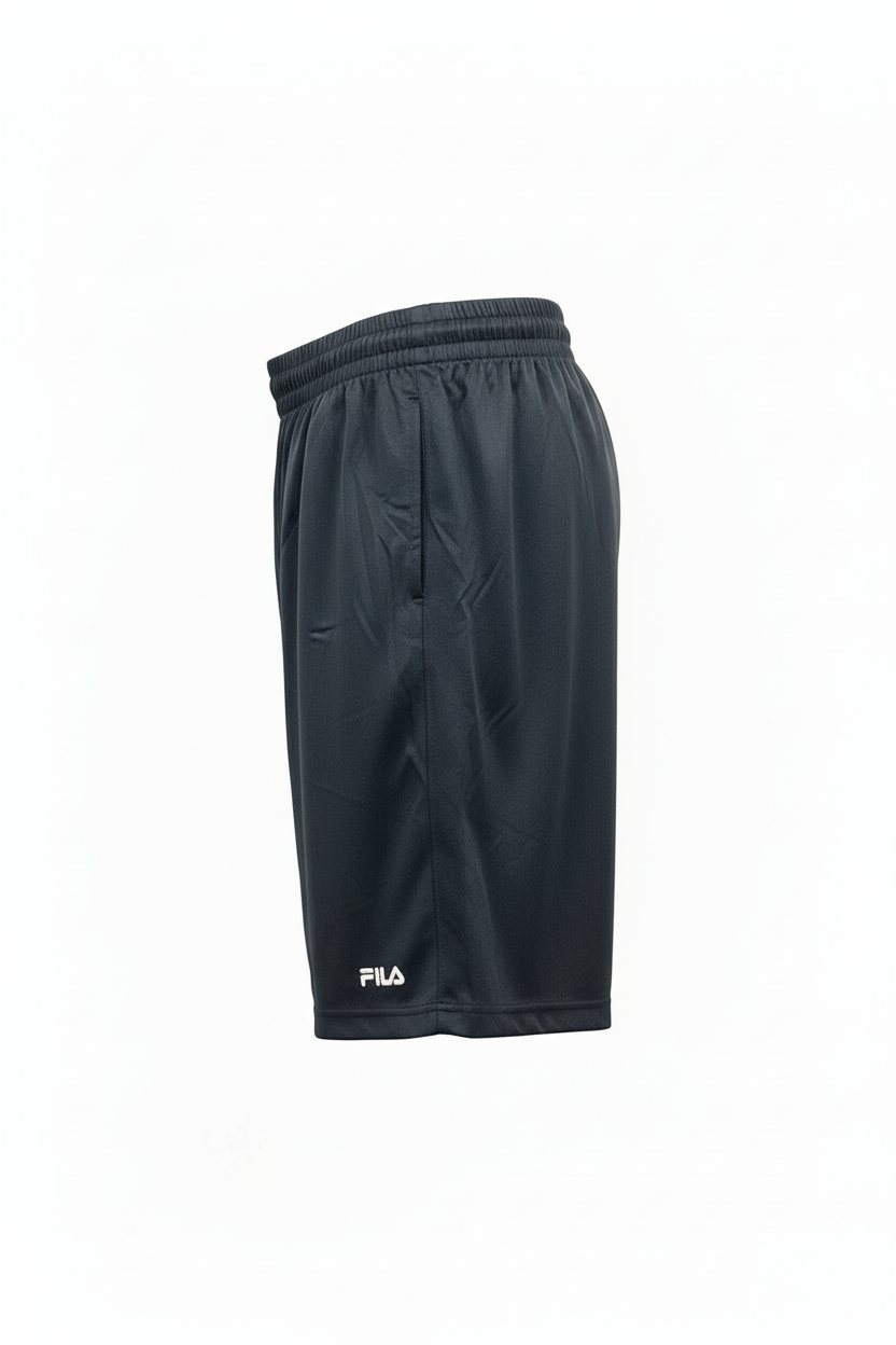 Fila black performance heather shorts, side view