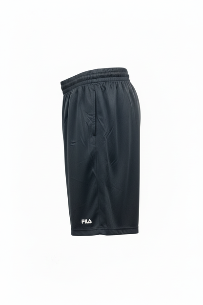 Fila black performance heather shorts, side view